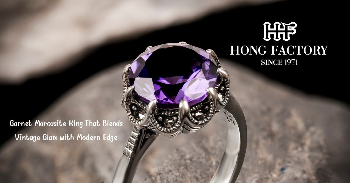 Garnet Marcasite Ring That Blends Vintage Glam with Modern Edge