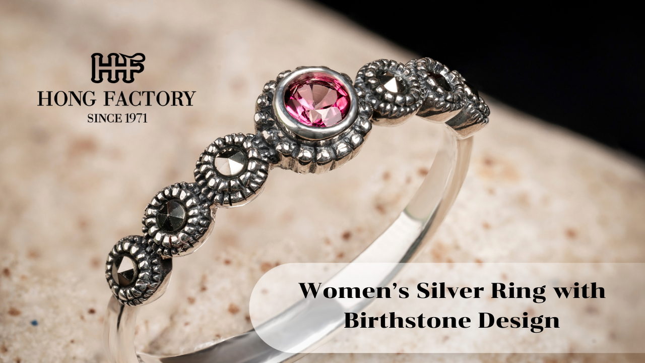 Women’s Silver Ring with Birthstone Design